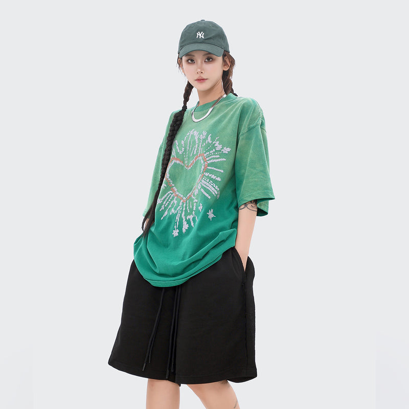 After Prom Shirt American Retro Love Loose Short Sleeve T-shirt Men's Half Sleeve Shirt Top