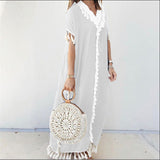 Women Plus Size Dresses Bohemian Tassel Maxi Dress