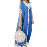 Women Plus Size Dresses Bohemian Tassel Maxi Dress