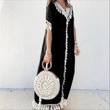 Women Plus Size Dresses Bohemian Tassel Maxi Dress