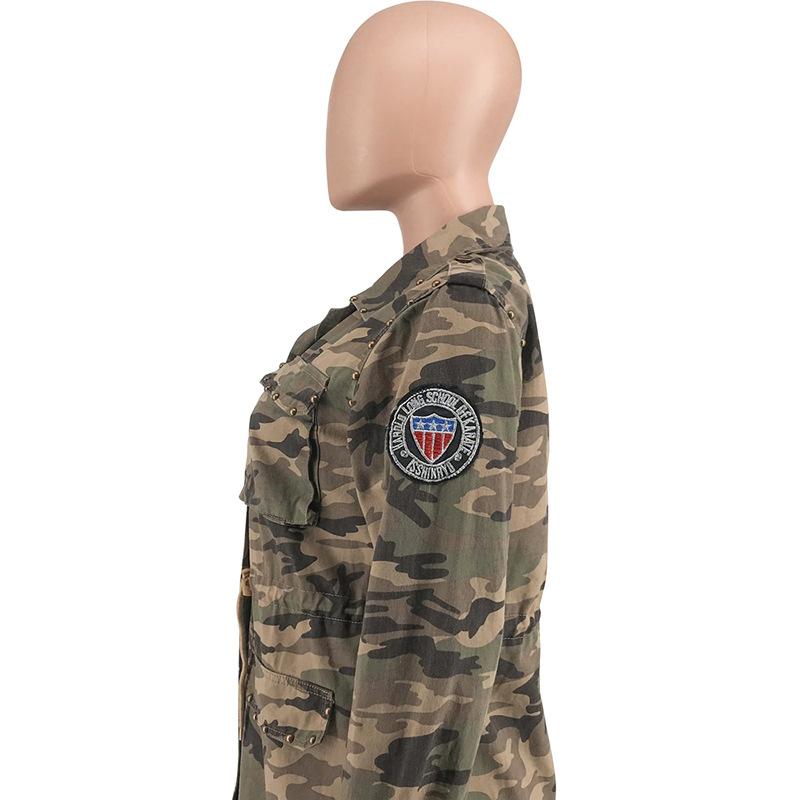 Varsity Military Camo Print Long Sleeve Bomber Jacket for Women Army Biker Jackets Windbreaker Plus Size Bags for Baseball Jackets