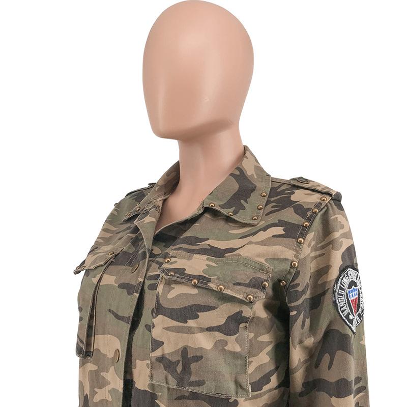 Varsity Military Camo Print Long Sleeve Bomber Jacket for Women Army Biker Jackets Windbreaker Plus Size Bags for Baseball Jackets