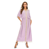 Women Plus Size Dresses Embroidered Tassel Loose Dress