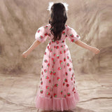 Sequined Children's Dress Girls' Pink Strawberry Princess Formal Dress Piano Performance Birthday
