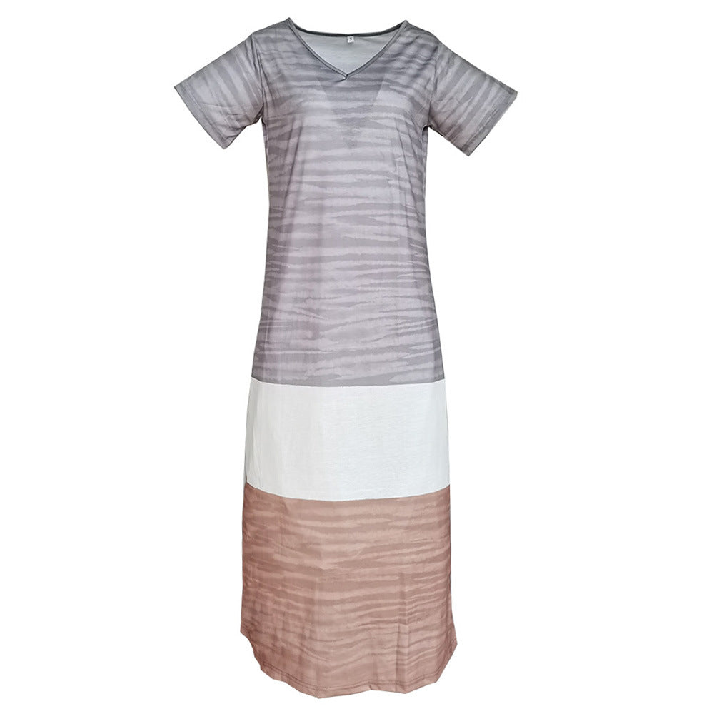 Women Plus Size Dresses Loose Color Matching Dress