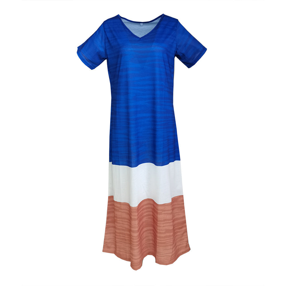 Women Plus Size Dresses Loose Color Matching Dress
