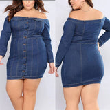 Women Plus Size Dresses Slim Fit Sexy Denim Mini Dress