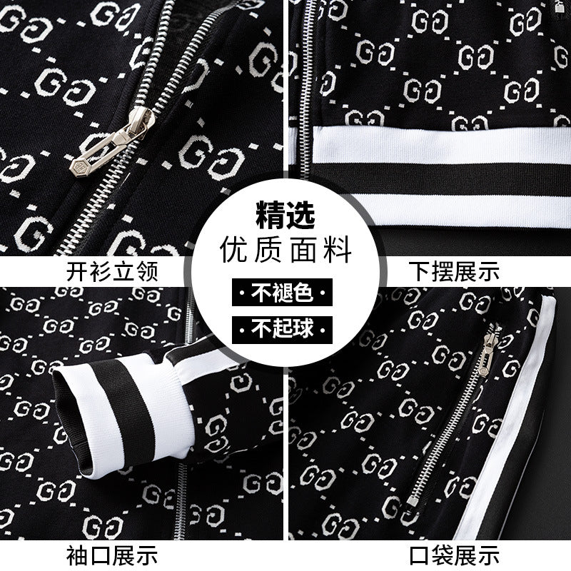 Men's Athletic Tracksuit Autumn Handsome Man Sports Casual Two-Piece Suit Clothes Trendy Sweater Sweatpants Men