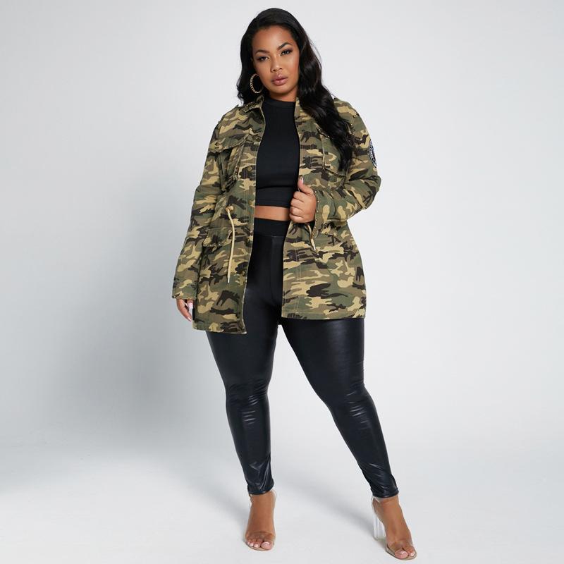 Varsity Military Camo Print Long Sleeve Bomber Jacket for Women Army Biker Jackets Windbreaker Plus Size Bags for Baseball Jackets