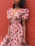 Plus Size Black Party Sequined Dress Strawberry Dress V Neck Sweet Elegant