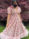Plus Size Black Party Sequined Dress Strawberry Dress V Neck Sweet Elegant