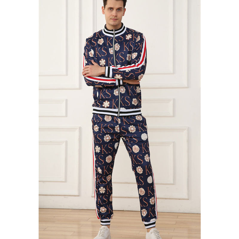 Men's Athletic Tracksui Men's Sports Coat and Pants Suit Letter Jogging Suit