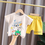 Kid's Athletic Tracksuit Boys Summer Suit Children's Short Sleeve Two-Piece Set
