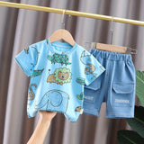Kid's Athletic Tracksuit Boys Summer Suit Children's Short Sleeve Two-Piece Set