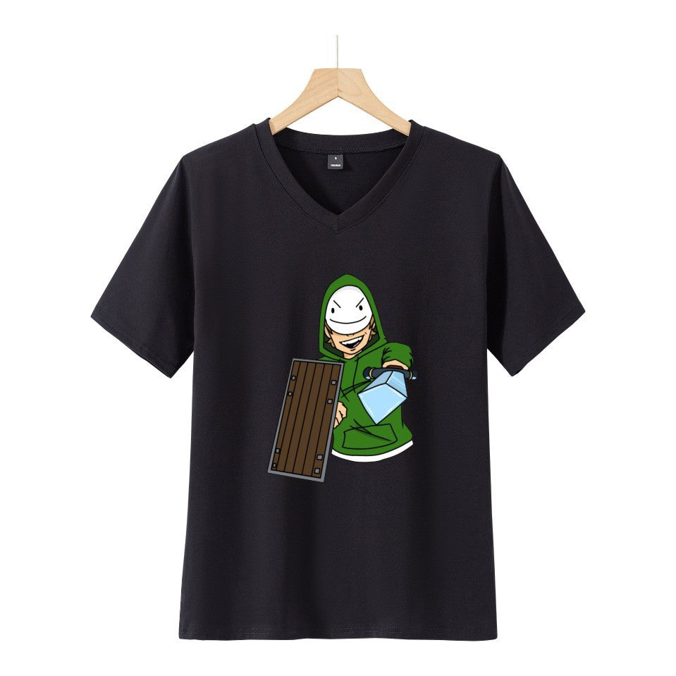 Dreamwastaken Novelty Hoodies Dream Merch Shirt 2D Printing Fashion V-neck Short Sleeved T-shirt ''Summer