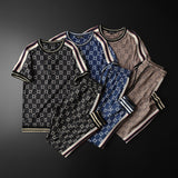 Men's Athletic Tracksuit Summer Men's Short-Sleeved Suit Leisure Sports Two-Piece Suit