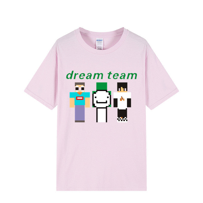 Dreamwastaken Novelty Hoodies Dream Merch Shirt 2D Printed Short Sleeve Round Neck Loose T-shirt