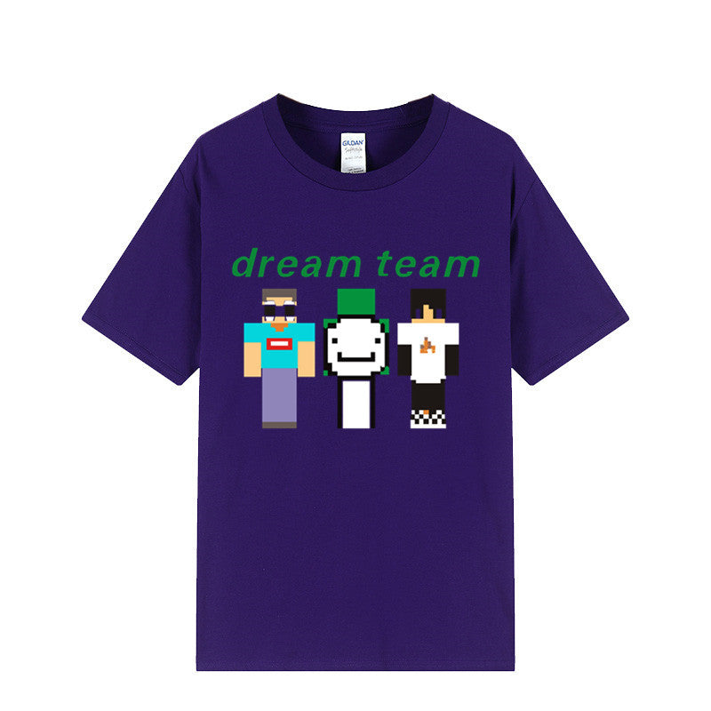 Dreamwastaken Novelty Hoodies Dream Merch Shirt 2D Printed Short Sleeve Round Neck Loose T-shirt