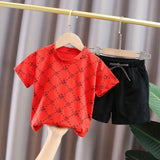 Kid's Athletic Tracksuit Boys Summer Suit Children's Short Sleeve Two-Piece Set