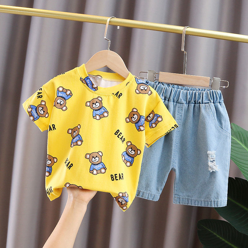 Kid's Athletic Tracksuit Boys Summer Suit Children's Short Sleeve Two-Piece Set