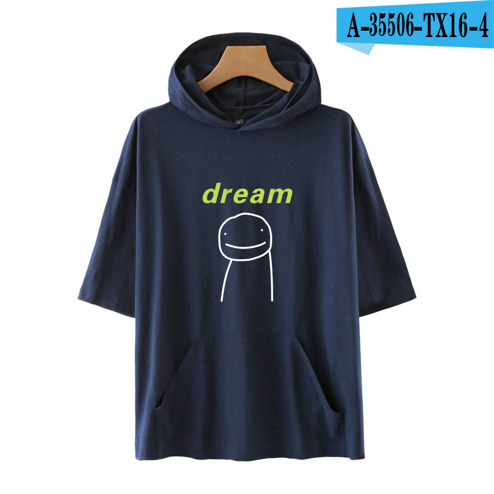 Dreamwastaken Novelty Hoodies Dream Merch Shirt Loose Print Fashion Loose Hooded T-shirt Short Sleeve Top
