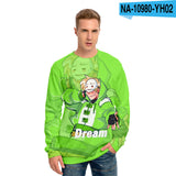 Dreamwastaken Novelty Hoodies Dream Merch Shirt Dreamwastaken Printed Sweater Casual Loose 3D Round Neck Sweater