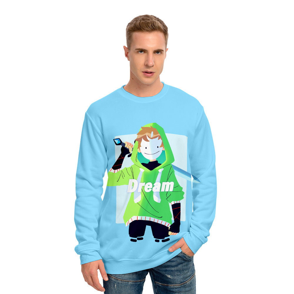 Dreamwastaken Novelty Hoodies Dream Merch Shirt Dreamwastaken Printed Sweater Casual Loose 3D Round Neck Sweater