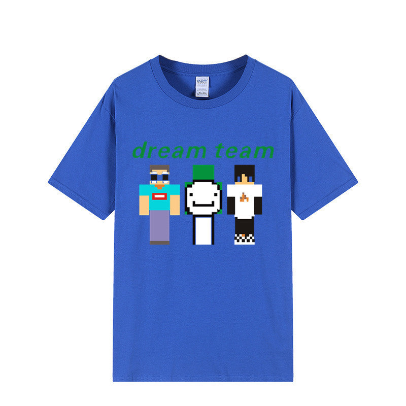 Dreamwastaken Novelty Hoodies Dream Merch Shirt 2D Printed Short Sleeve Round Neck Loose T-shirt