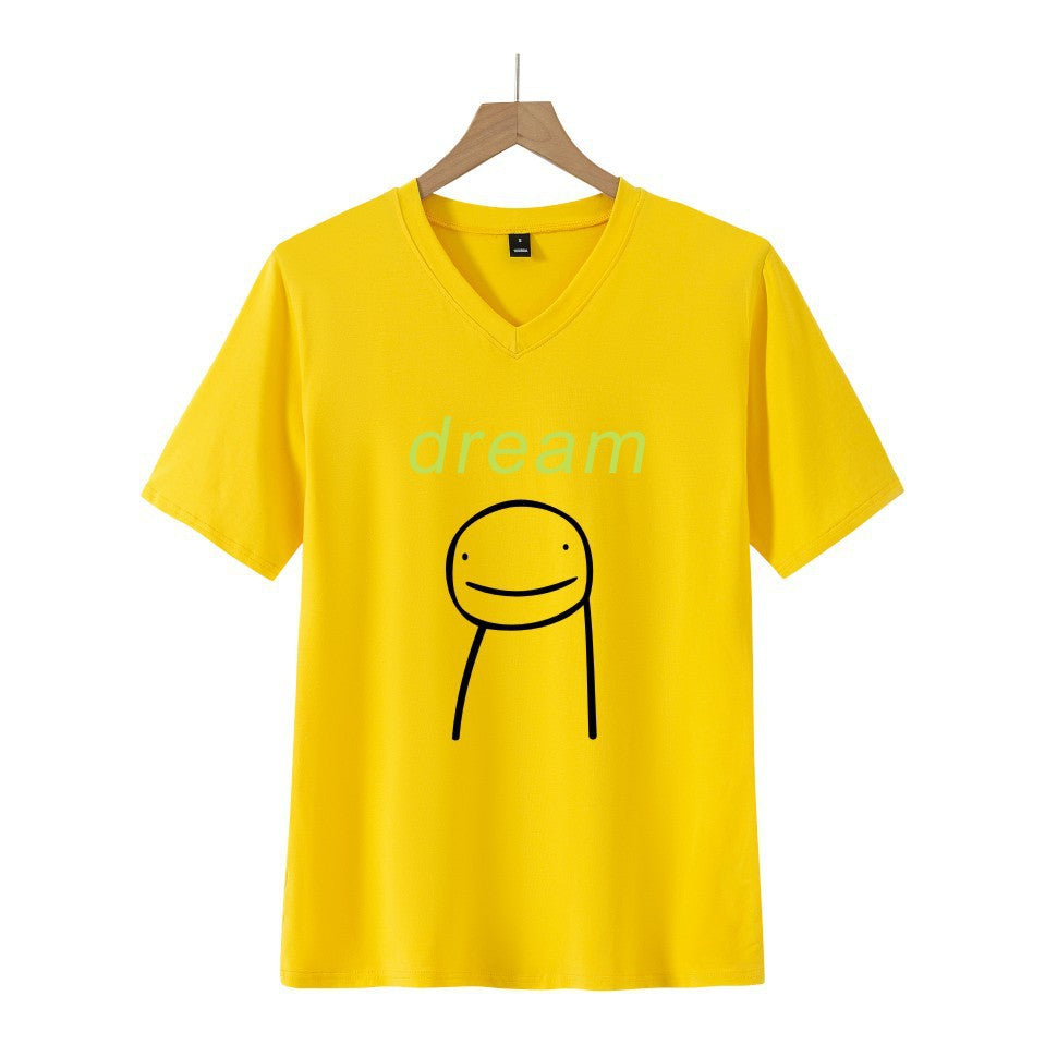 Dreamwastaken Novelty Hoodies Dream Merch Shirt 2D Printing Fashion V-neck Short Sleeved T-shirt ''Summer