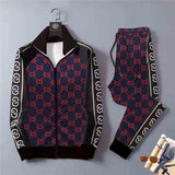 Men's Athletic Tracksuit Men's Sports and Leisure Suit Men's Autumn Pants and Zipper Jacket