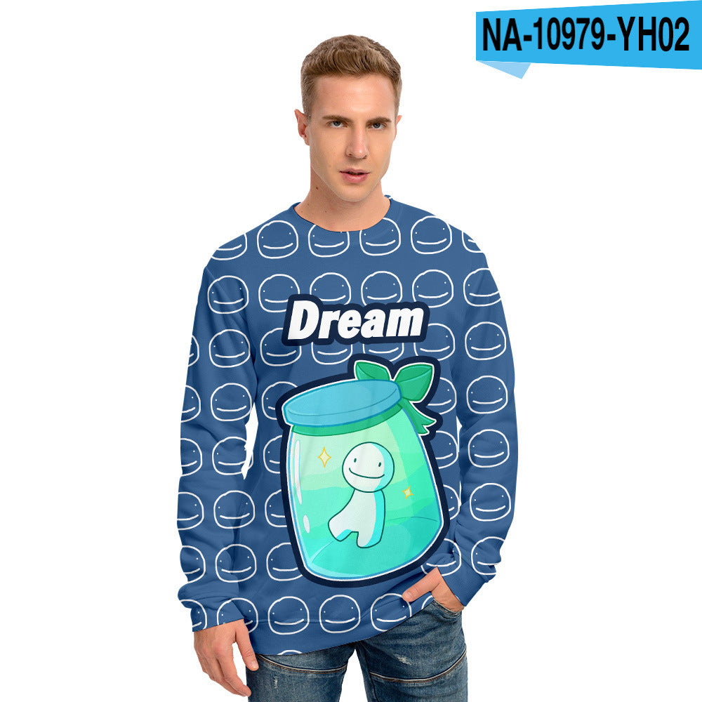 Dreamwastaken Novelty Hoodies Dream Merch Shirt Dreamwastaken Printed Sweater Casual Loose 3D Round Neck Sweater