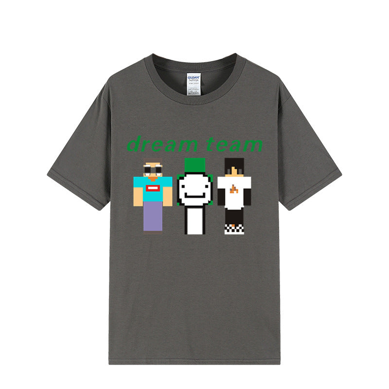 Dreamwastaken Novelty Hoodies Dream Merch Shirt 2D Printed Short Sleeve Round Neck Loose T-shirt
