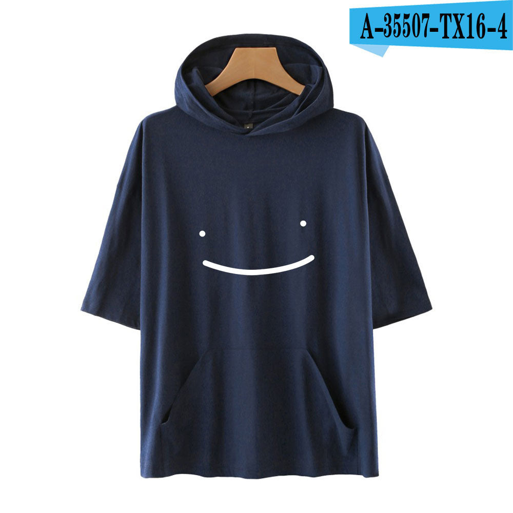 Dreamwastaken Novelty Hoodies Dream Merch Shirt Loose Print Fashion Loose Hooded T-shirt Short Sleeve Top