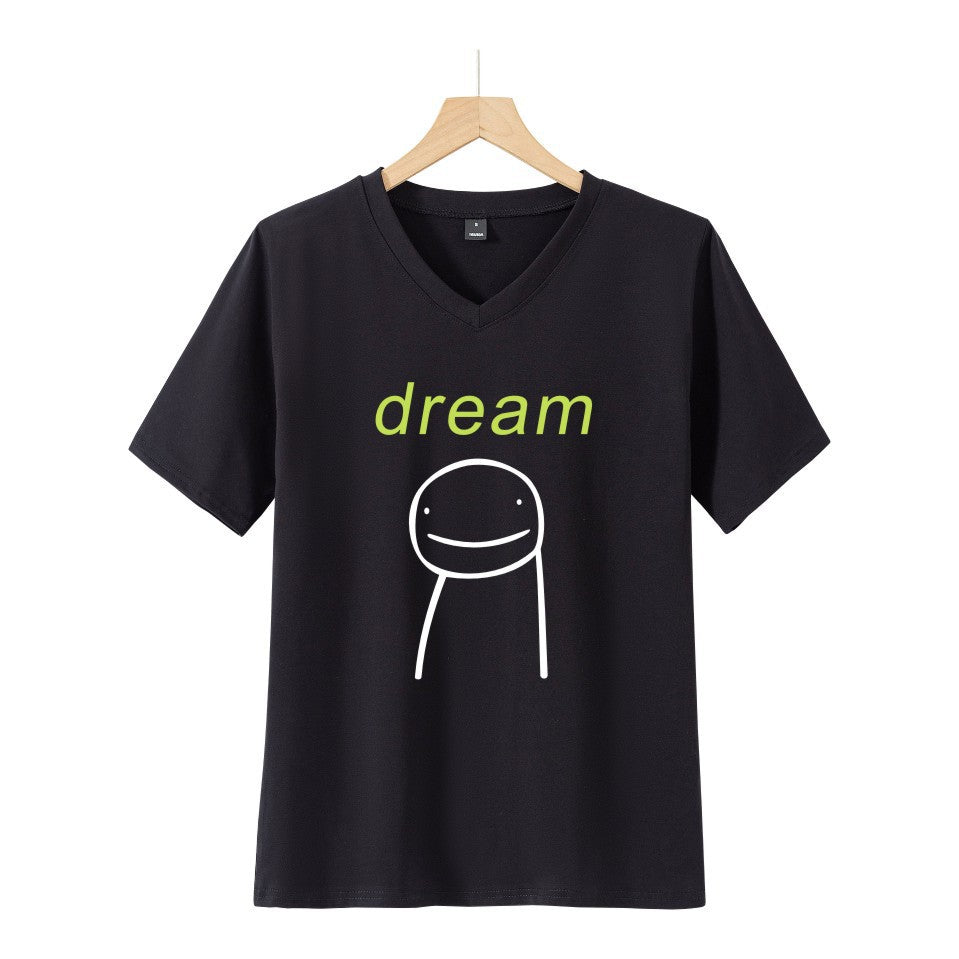 Dreamwastaken Novelty Hoodies Dream Merch Shirt 2D Printing Fashion V-neck Short Sleeved T-shirt ''Summer