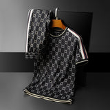 Men's Athletic Tracksuit Summer Men's Short-Sleeved Suit Leisure Sports Two-Piece Suit