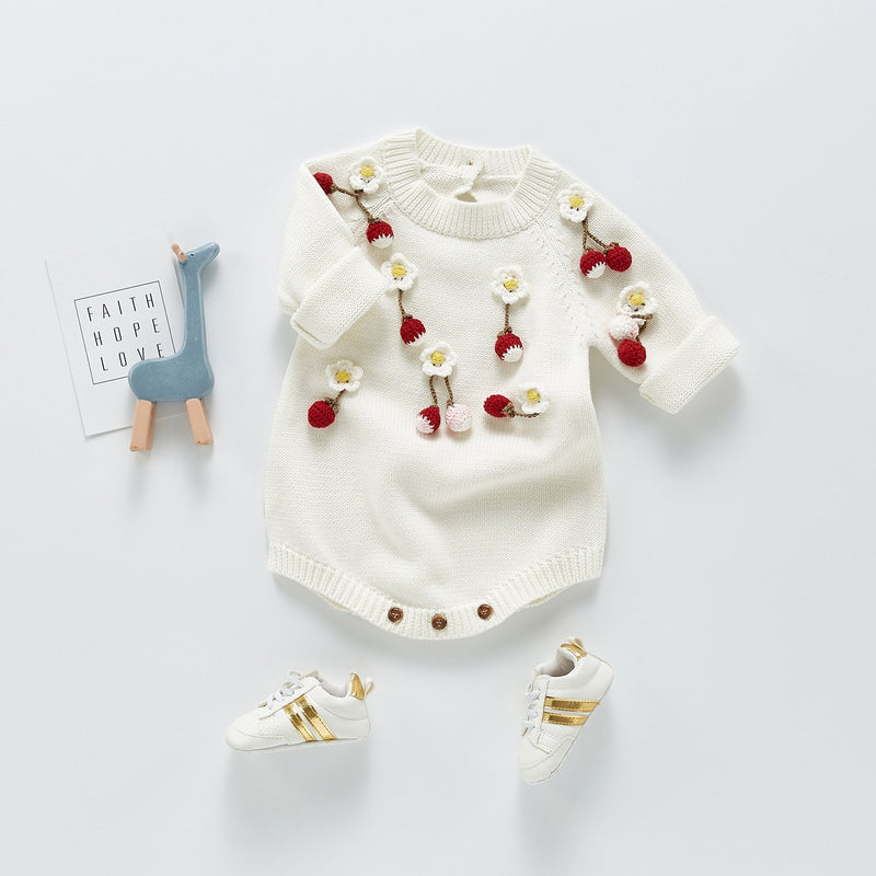 Summer Rompers Cute Strawberry Knitted Romper Sweater Sweet