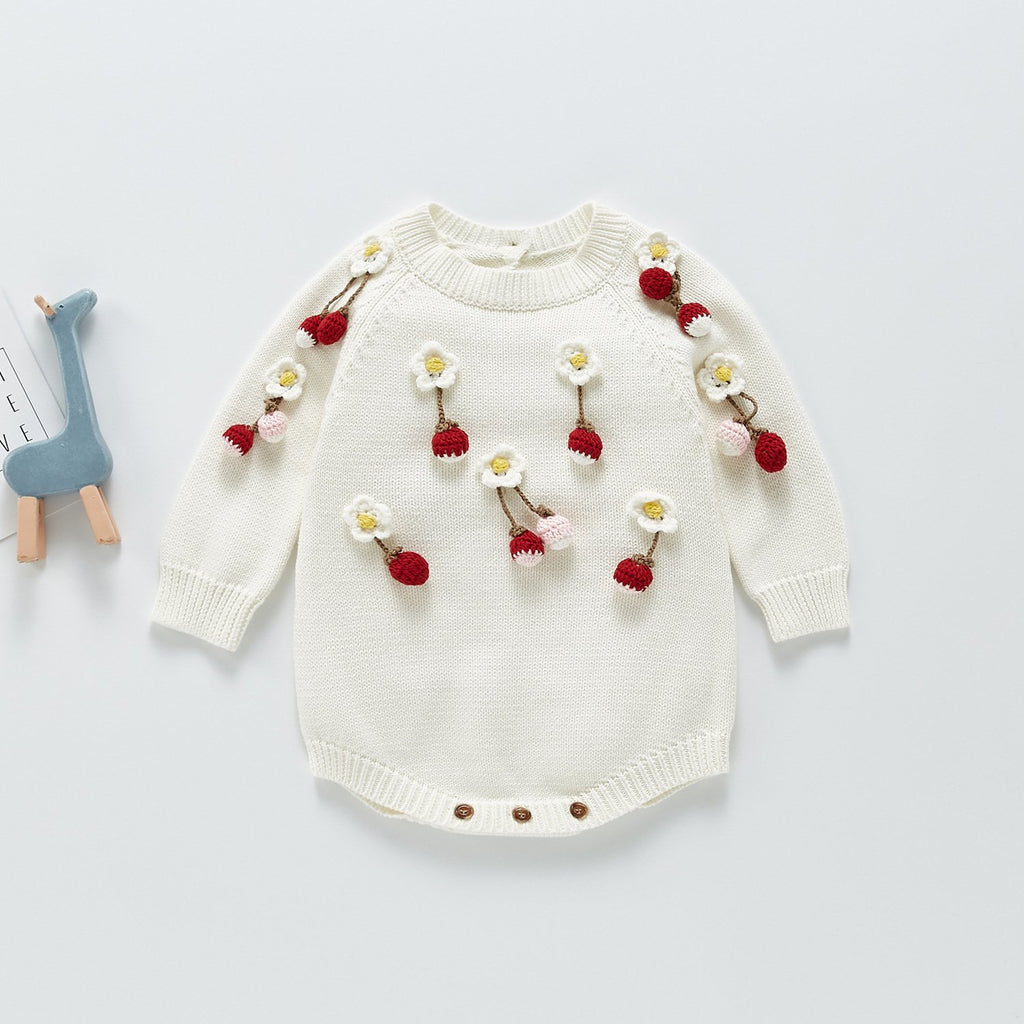 Summer Rompers Cute Strawberry Knitted Romper Sweater Sweet