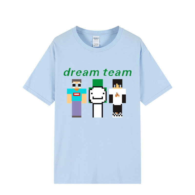 Dreamwastaken Novelty Hoodies Dream Merch Shirt 2D Printed Short Sleeve Round Neck Loose T-shirt