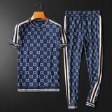 Men's Athletic Tracksuit Summer Men's Short-Sleeved Suit Leisure Sports Two-Piece Suit