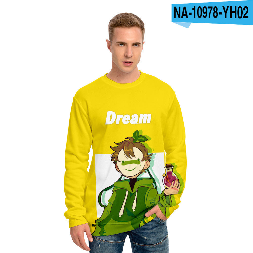 Dreamwastaken Novelty Hoodies Dream Merch Shirt Dreamwastaken Printed Sweater Casual Loose 3D Round Neck Sweater