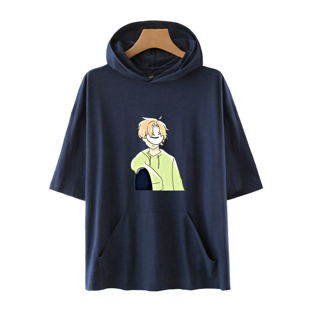 Dreamwastaken Novelty Hoodies Dream Merch Shirt Loose Print Fashion Loose Hooded T-shirt Short Sleeve Top
