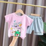 Kid's Athletic Tracksuit Boys Summer Suit Children's Short Sleeve Two-Piece Set