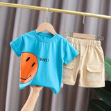 Kid's Athletic Tracksuit Boys Summer Suit Children's Short Sleeve Two-Piece Set