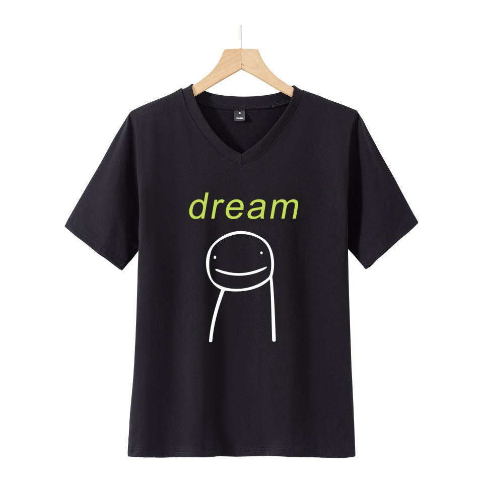 Dreamwastaken Novelty Hoodies Dream Merch Shirt 2D Printing Fashion V-neck Short Sleeved T-shirt ''Summer