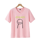 Dreamwastaken Novelty Hoodies Dream Merch Shirt 2D Printing Fashion V-neck Short Sleeved T-shirt ''Summer