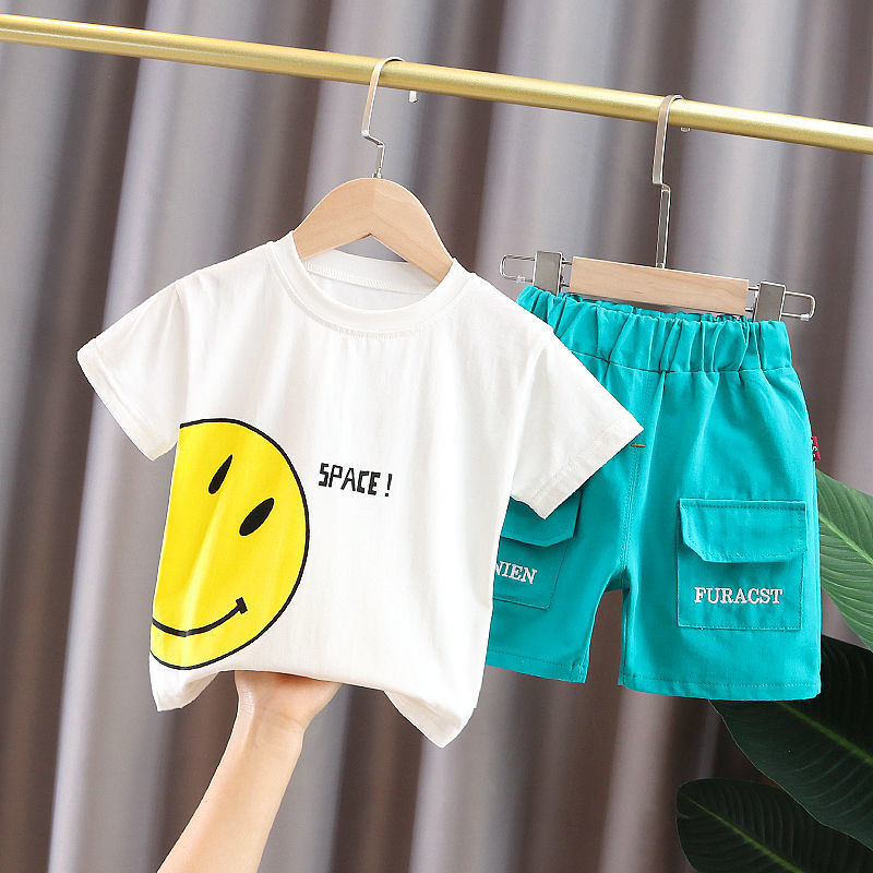 Kid's Athletic Tracksuit Boys Summer Suit Children's Short Sleeve Two-Piece Set