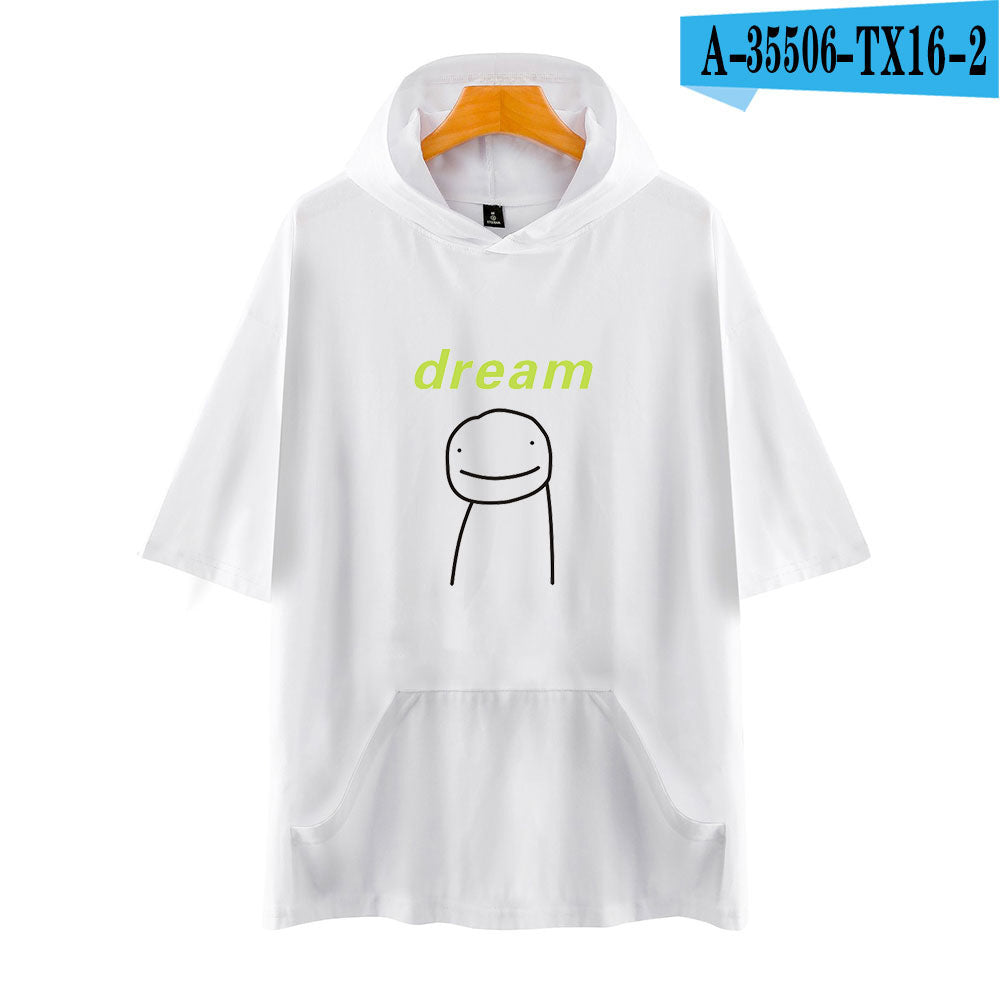 Dreamwastaken Novelty Hoodies Dream Merch Shirt Loose Print Fashion Loose Hooded T-shirt Short Sleeve Top
