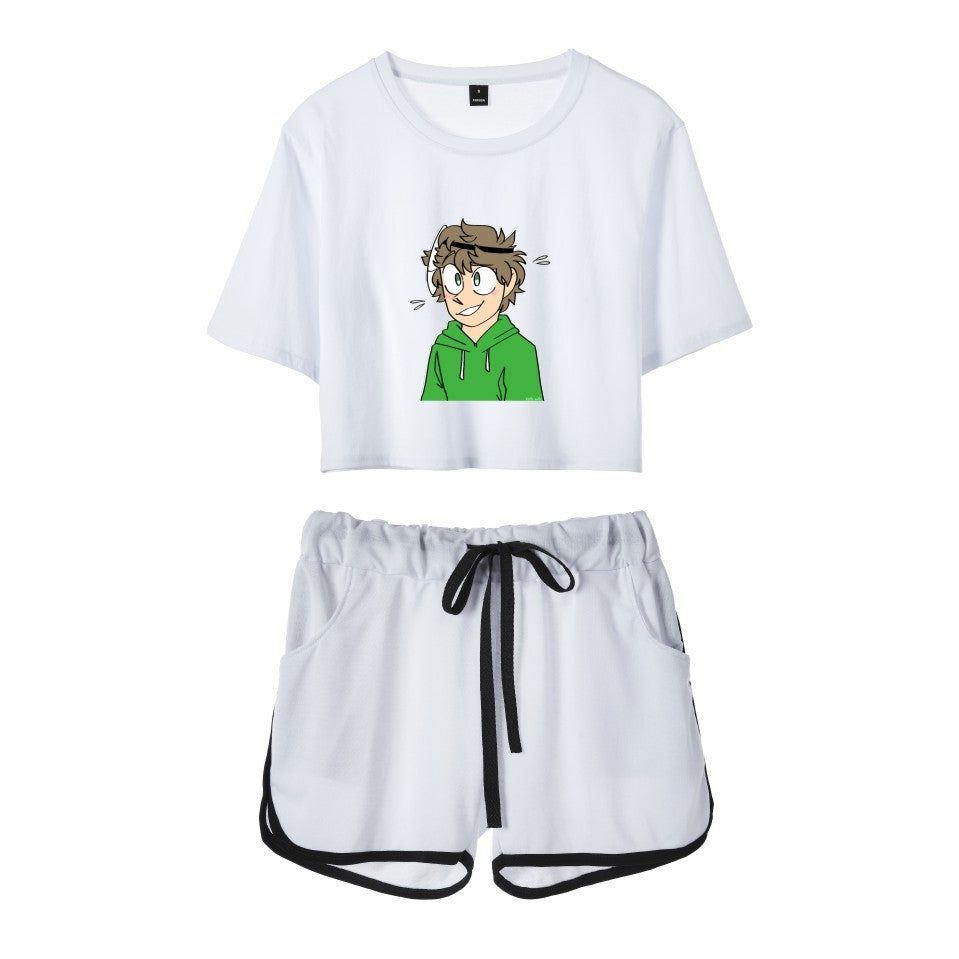 Dreamwastaken Men's Novelty Hoodies Dream Merch Shirt Printed Casual Fashion Loose Exposed Navel Suit