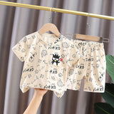 Kid's Athletic Tracksuit Boys Summer Suit Children's Short Sleeve Two-Piece Set
