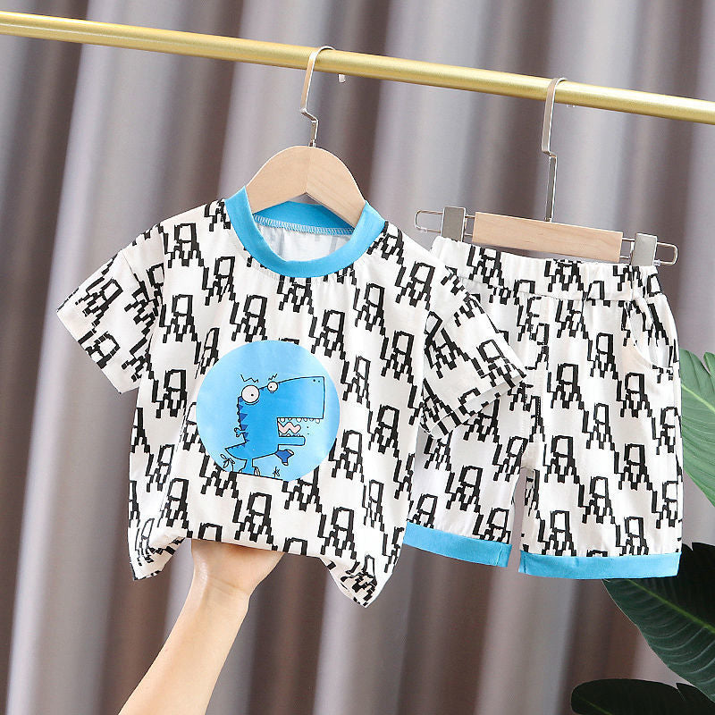 Kid's Athletic Tracksuit Boys Summer Suit Children's Short Sleeve Two-Piece Set